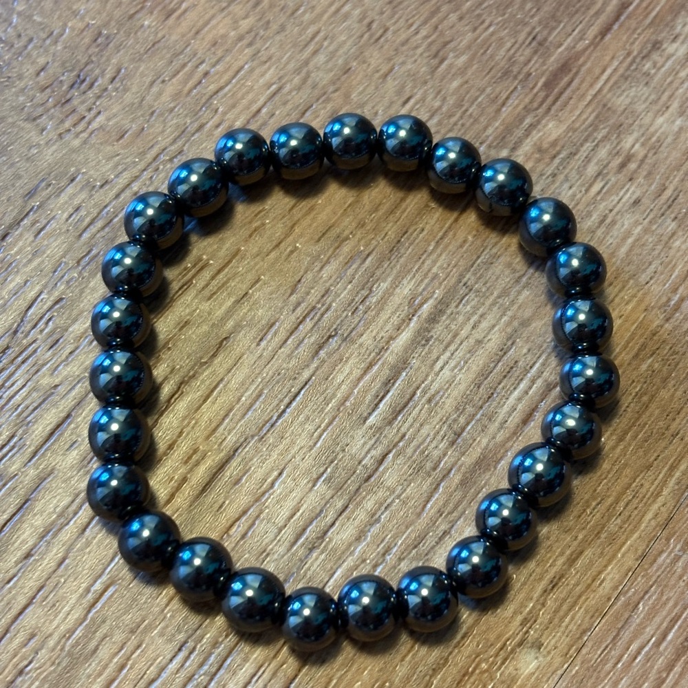 Hematite Beaded Crystal Stretch Bracelet